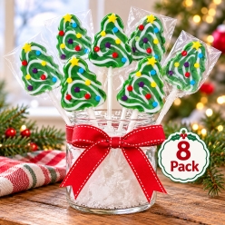 Christmas Tree Wrapped Fruit Swirl Pops - 8 Pack